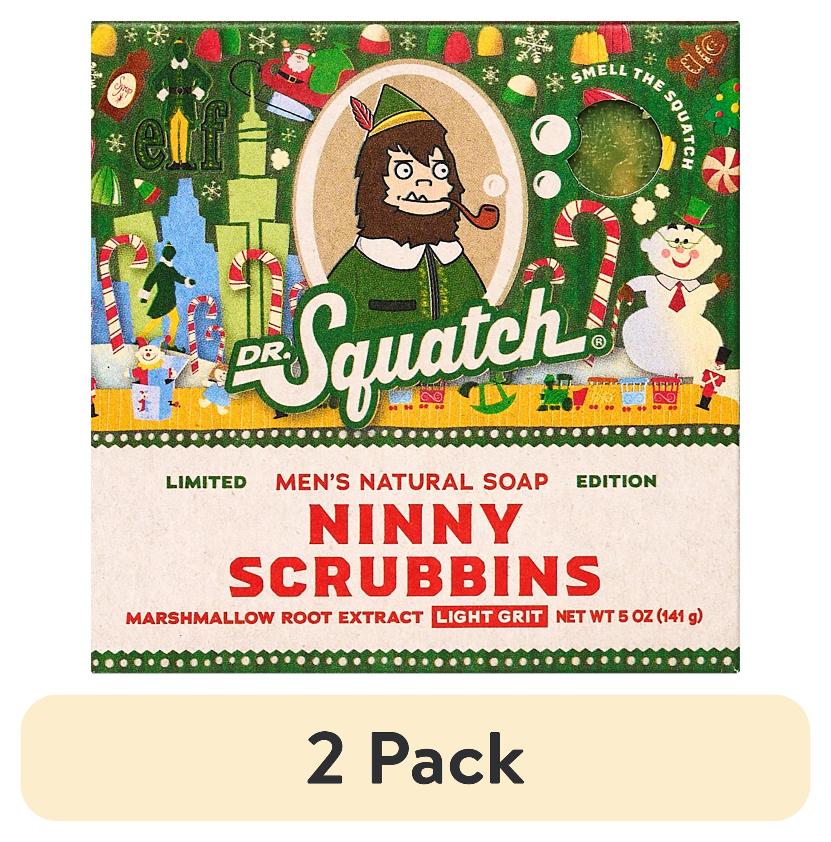 2 pack) Dr. Squatch Ninny Scrubbins (Elf) Natural Bar Soap for Men