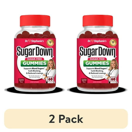 (2 pack) Dr. Stephanie’s SugarDown Gummies - Blood Sugar Gummy with Ceylon Cinnamon - For Appetite & Cravings - 60 Count
