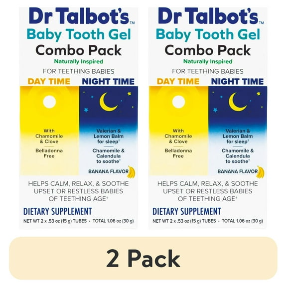 (2 pack) Dr. Talbot's Day & Night Baby Tooth Gel Combo Pack for Teething Babies