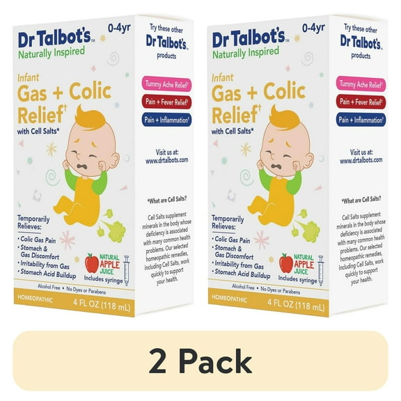 (2 pack) Dr. Talbot's Infant Gas and Colic Relief Medicine with Cell Salts, Apple, 4 fl oz
