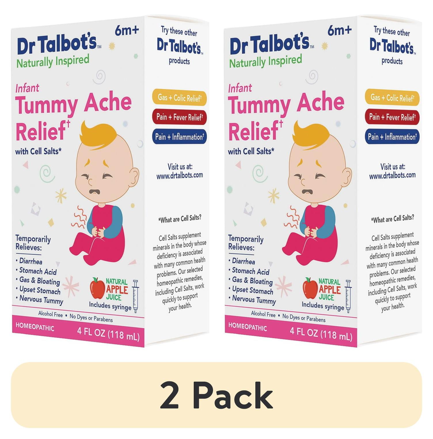 (2 pack) Dr. Talbot's Infant Tummy Ache Relief Medicine with Cell Salts, Apple, 4 fl oz