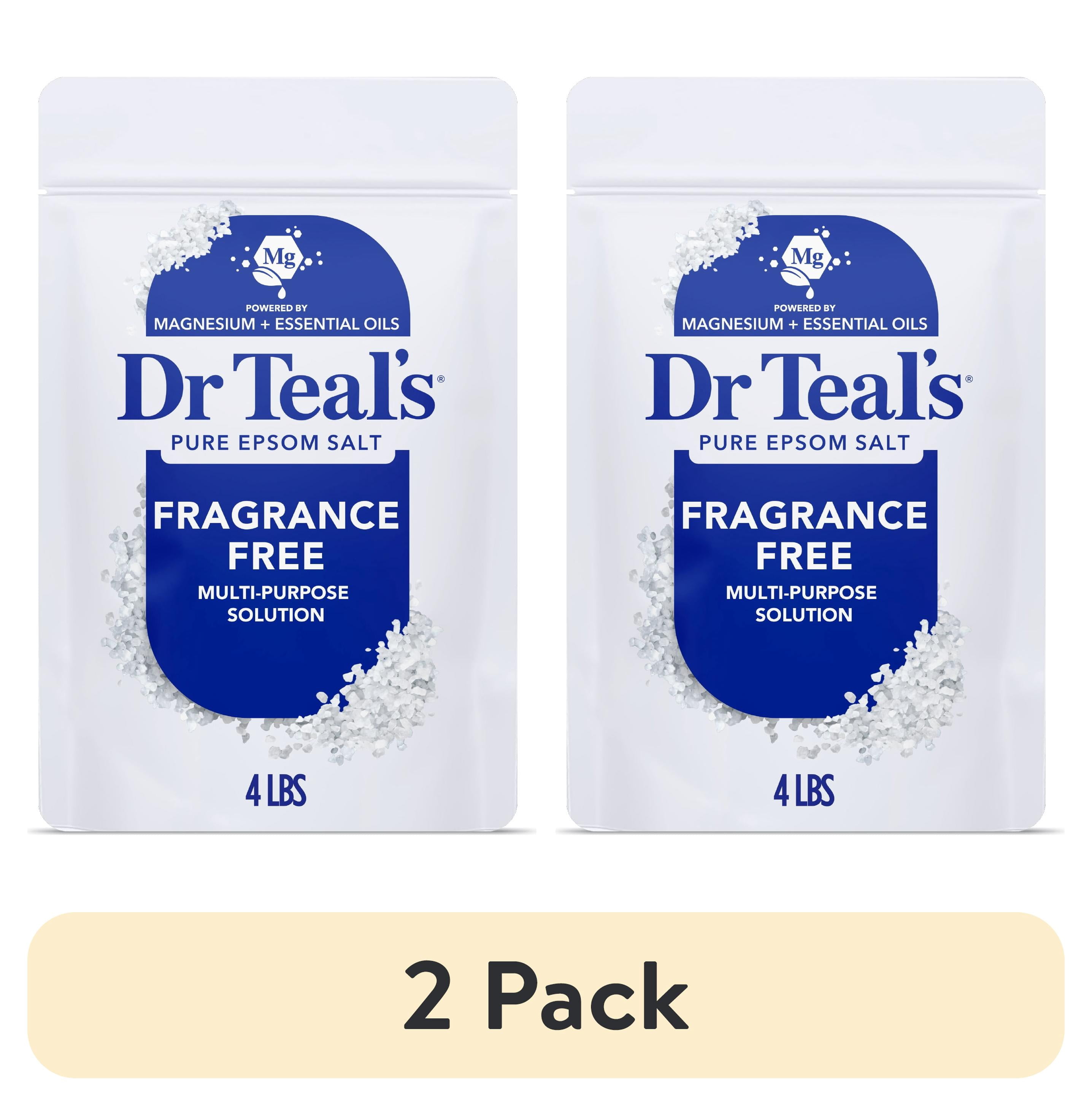 (2 pack) Dr Teal's Epsom Salt Magnesium Soak, Fragrance Free, 4 lbs