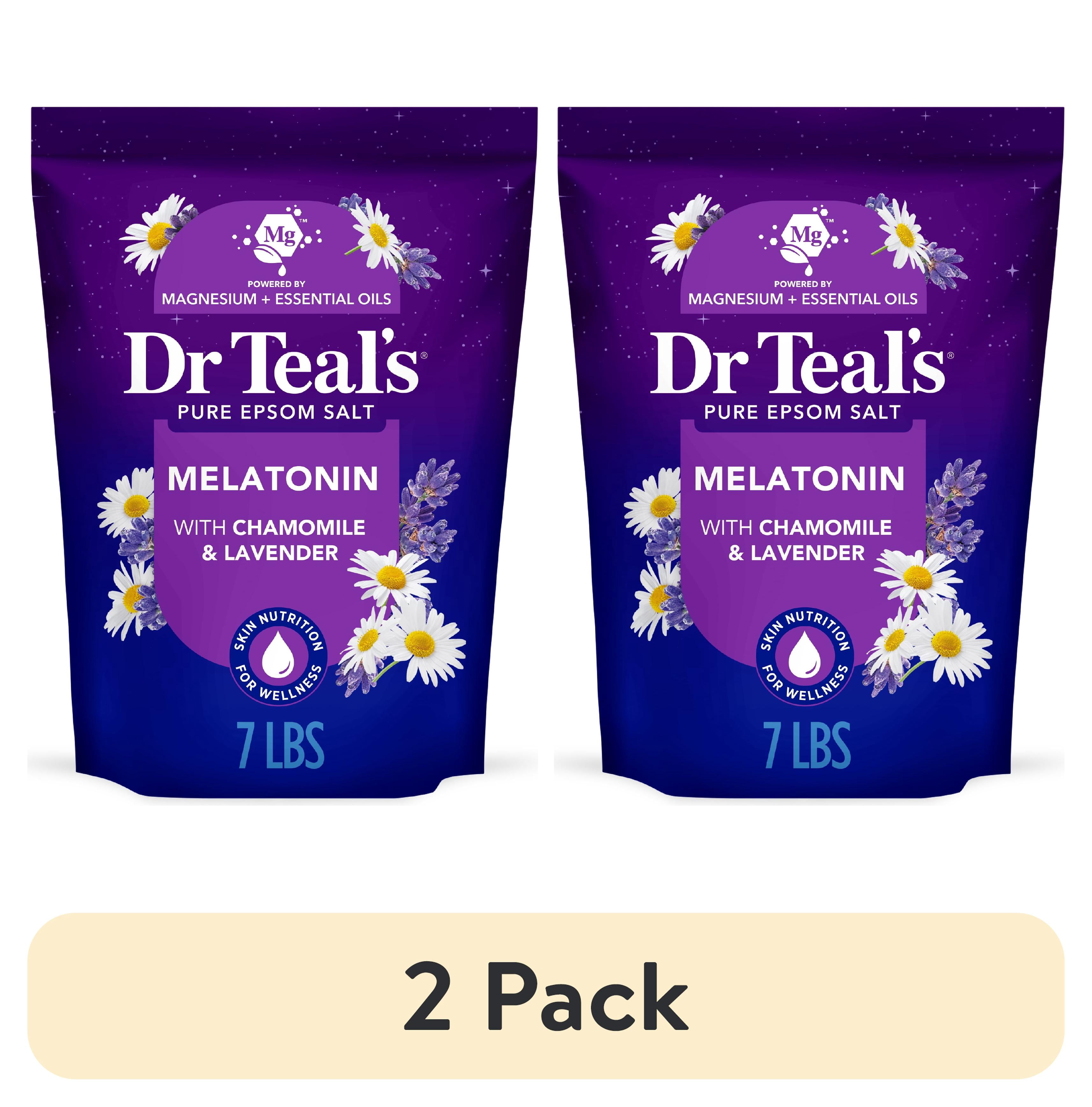 (2 pack) Dr Teal's Epsom Salt Magnesium Soak, Sleep Blend with Melatonin, Lavender & Chamomile, 7 lbs