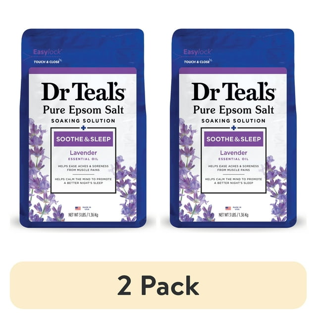 (2 pack) Dr Teal's Epsom Salt Magnesium Soak, Soothe & Sleep with Lavender, 3 lbs