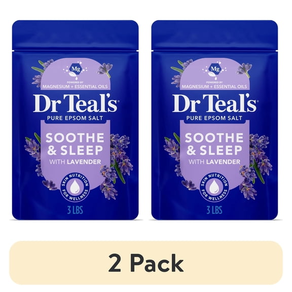 (2 pack) Dr Teal's Epsom Salt Magnesium Soak, Soothe & Sleep with Lavender, 3 lbs