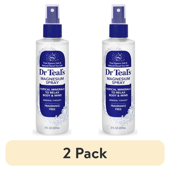 (2 pack) Dr Teal's Fragrance Free Magnesium Spray, 8 fl oz