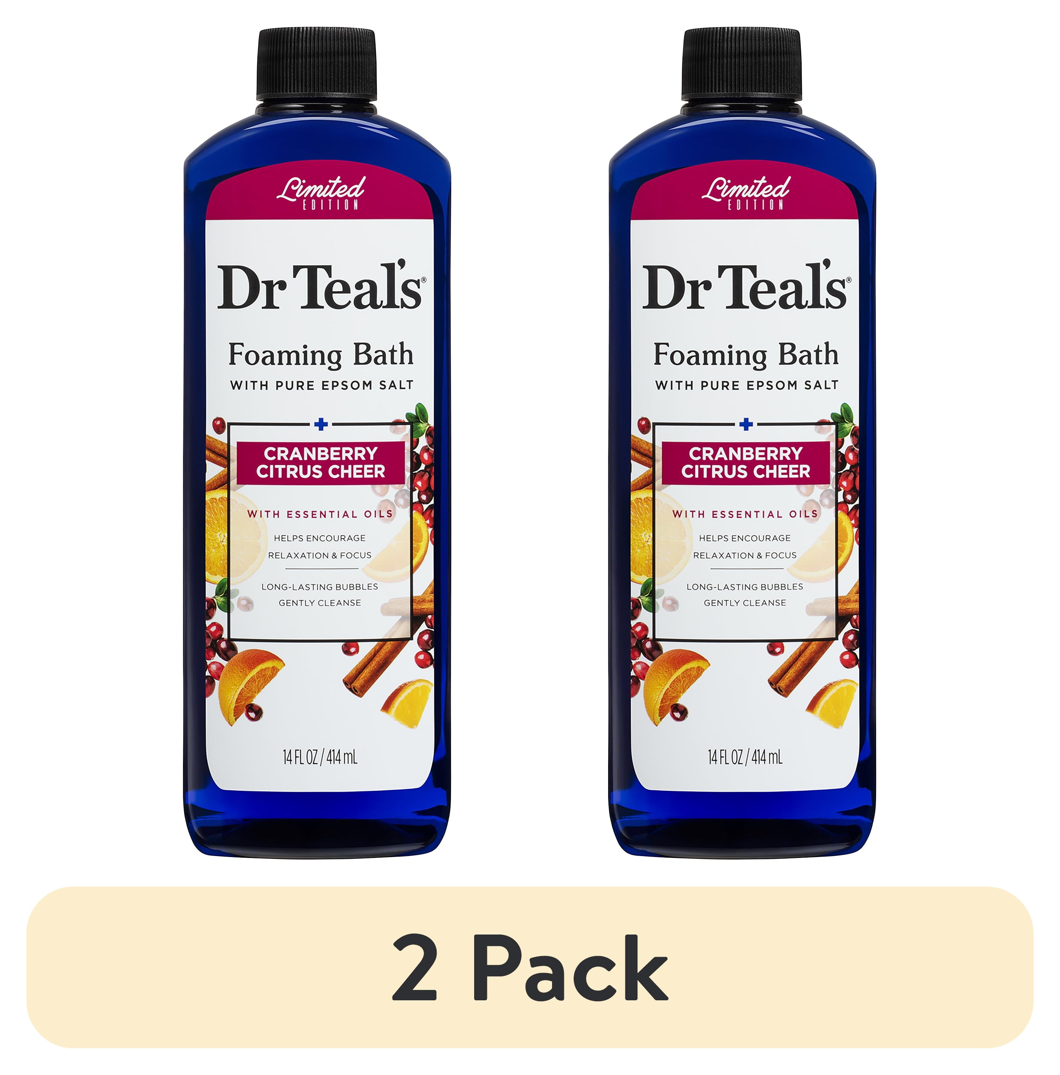 (2 pack) Dr Teal's Pure Epsom Salt Foaming Bath, Cranberry Citrus Cheer, 14 fl oz