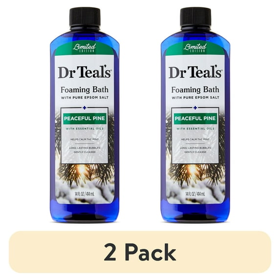 (2 pack) Dr Teal's Peaceful Pine Glow Pure Epsom Salt Foaming Bath, 14 oz