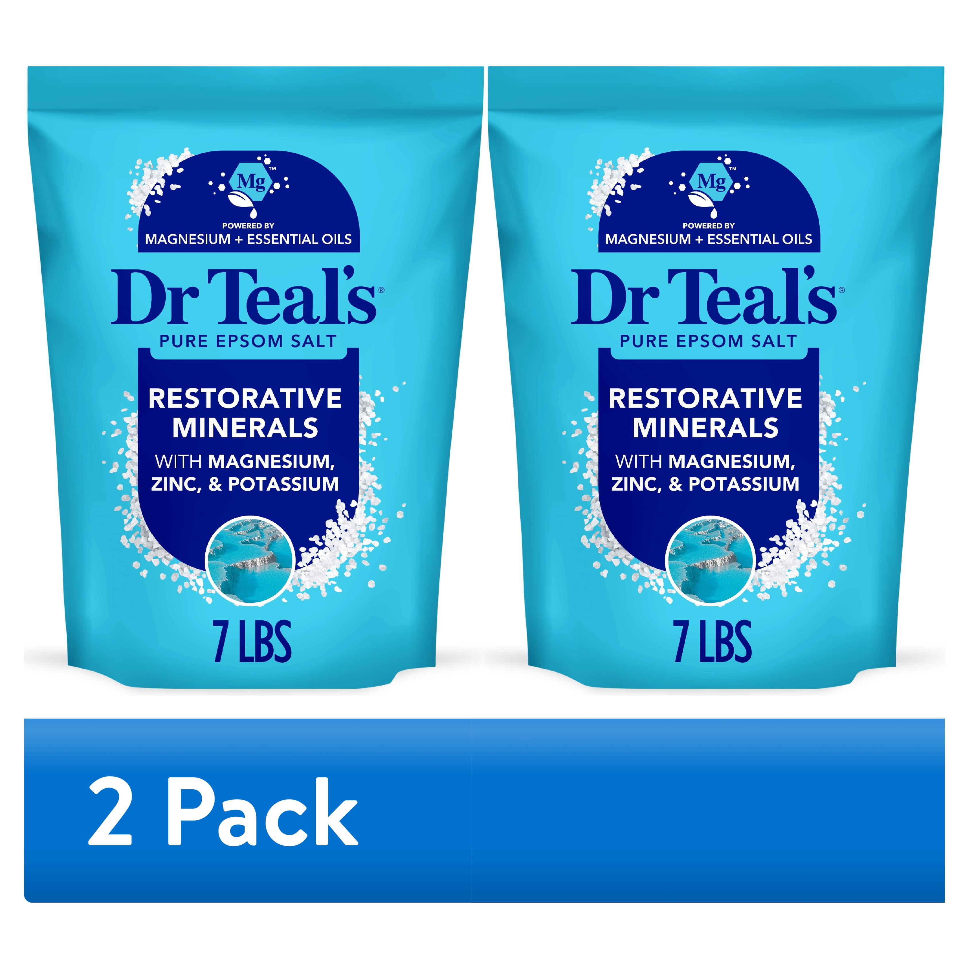 (2 pack) Dr Teal's Restorative Minerals Epsom Salt Soak with Magnesium, Potassium & Zinc, 7 lbs