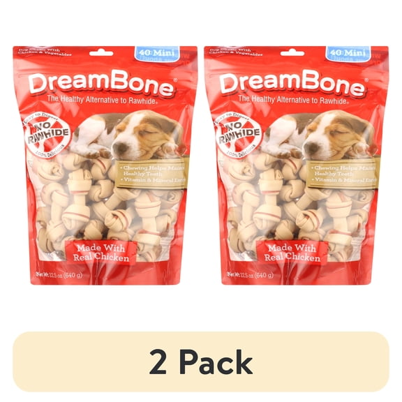 (2 pack) DreamBone Chicken Flavored Rawhide-Free Dog Chews, Mini, 22.5 Oz. (40 Count)
