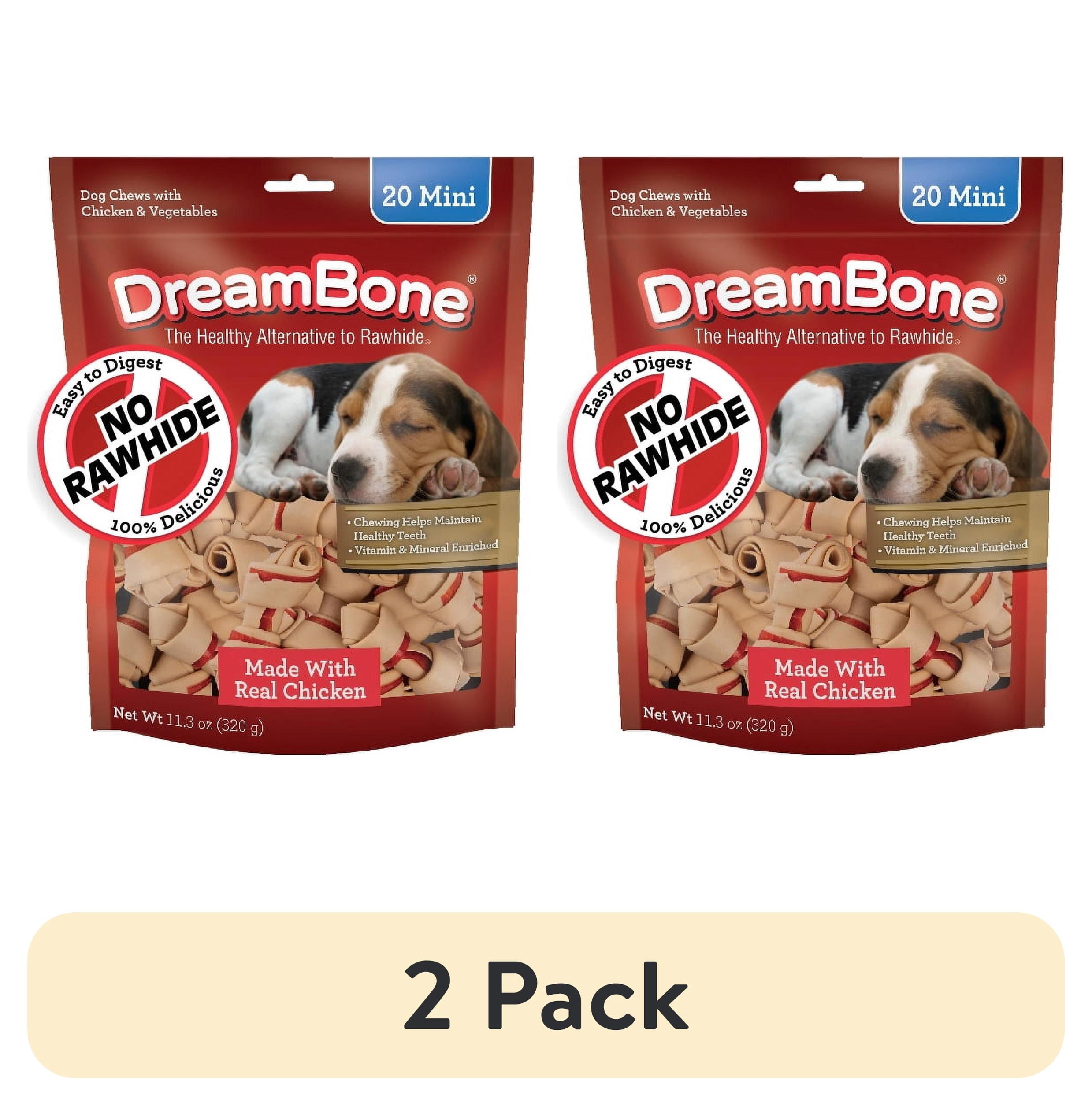 (2 pack) DreamBone Classic Bone Mini Rawhide-Free Chews for Dogs, Made with Real Chicken, 20 Count