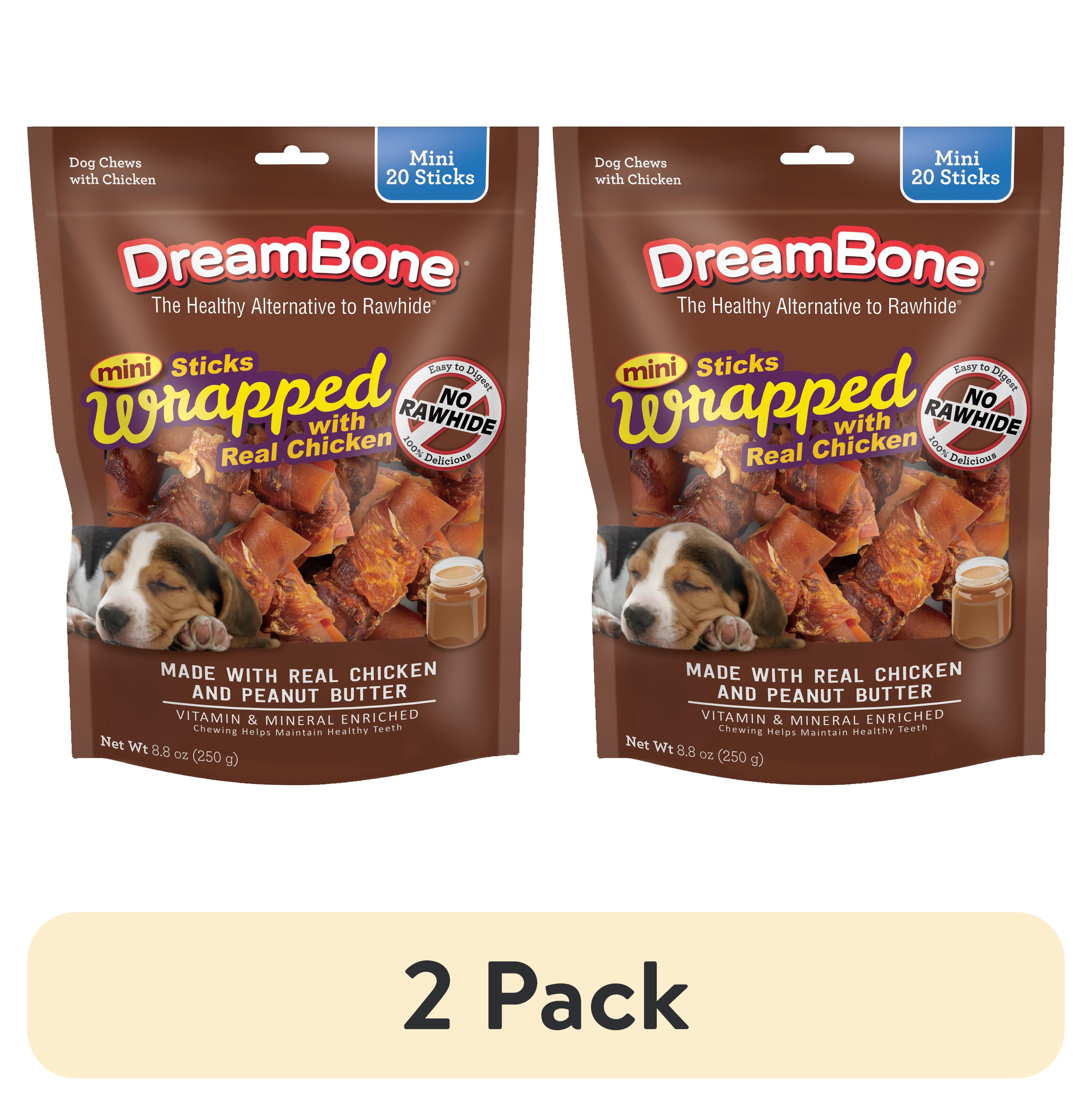 (2 pack) DreamBone Mini Sticks Wrapped with Real Chicken Rawhide Free Chews for Dogs, 20 Count