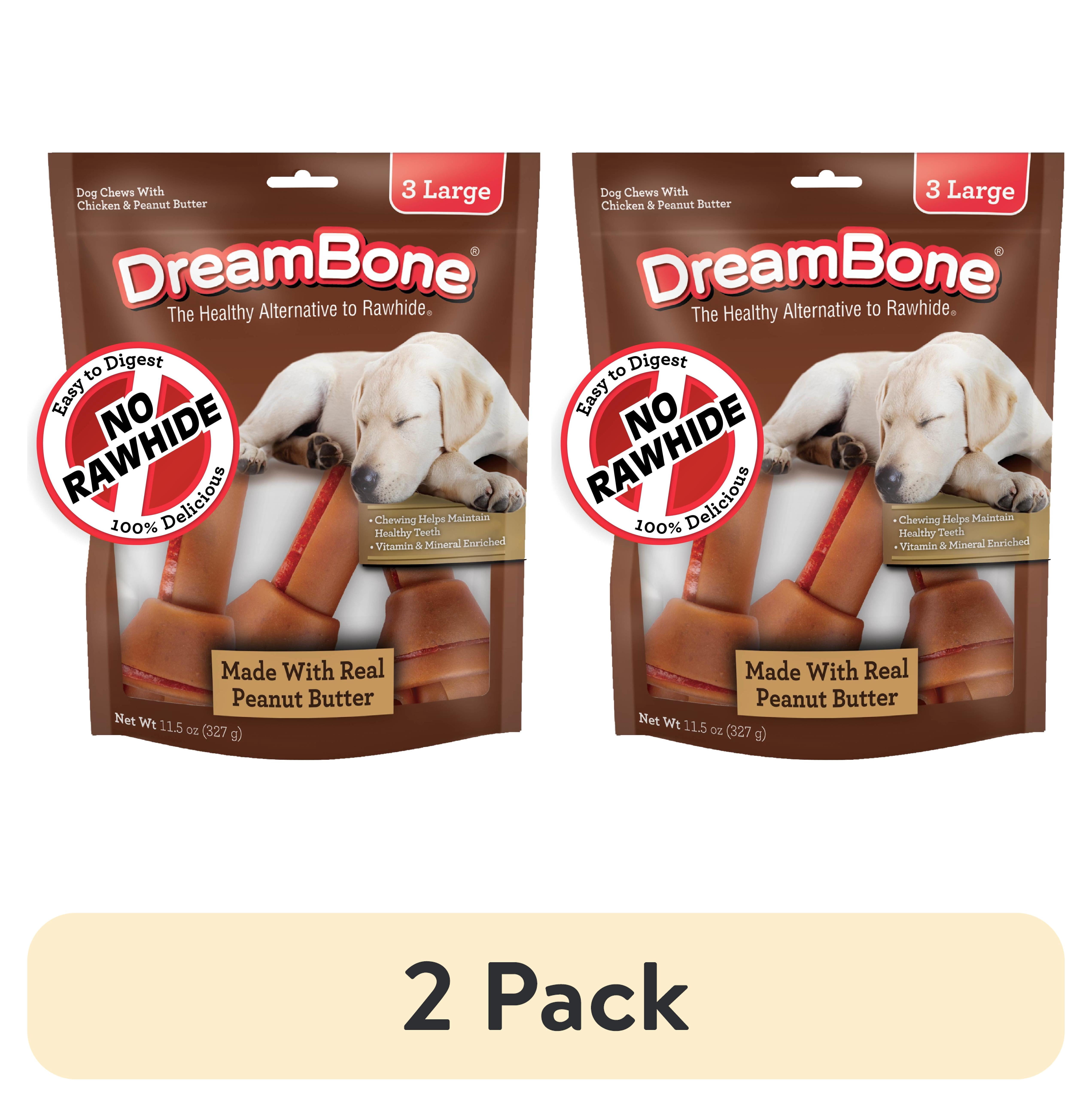 (2 pack) DreamBone Peanut Butter Flavored Rawhide-Free Dog Chews, Large, 12 Oz. (3 Count)