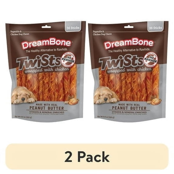 (2 pack) DreamBone Twists Wrapped with Chicken Rawhide-Free Dog Chews, 8.8 Oz. (36 Count)