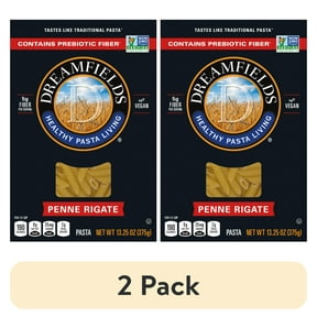 (2 pack) Dreamfields Penne Rigate Pasta, Vegan with 5g Fiber, 13.25 oz, (Shelf Stable)