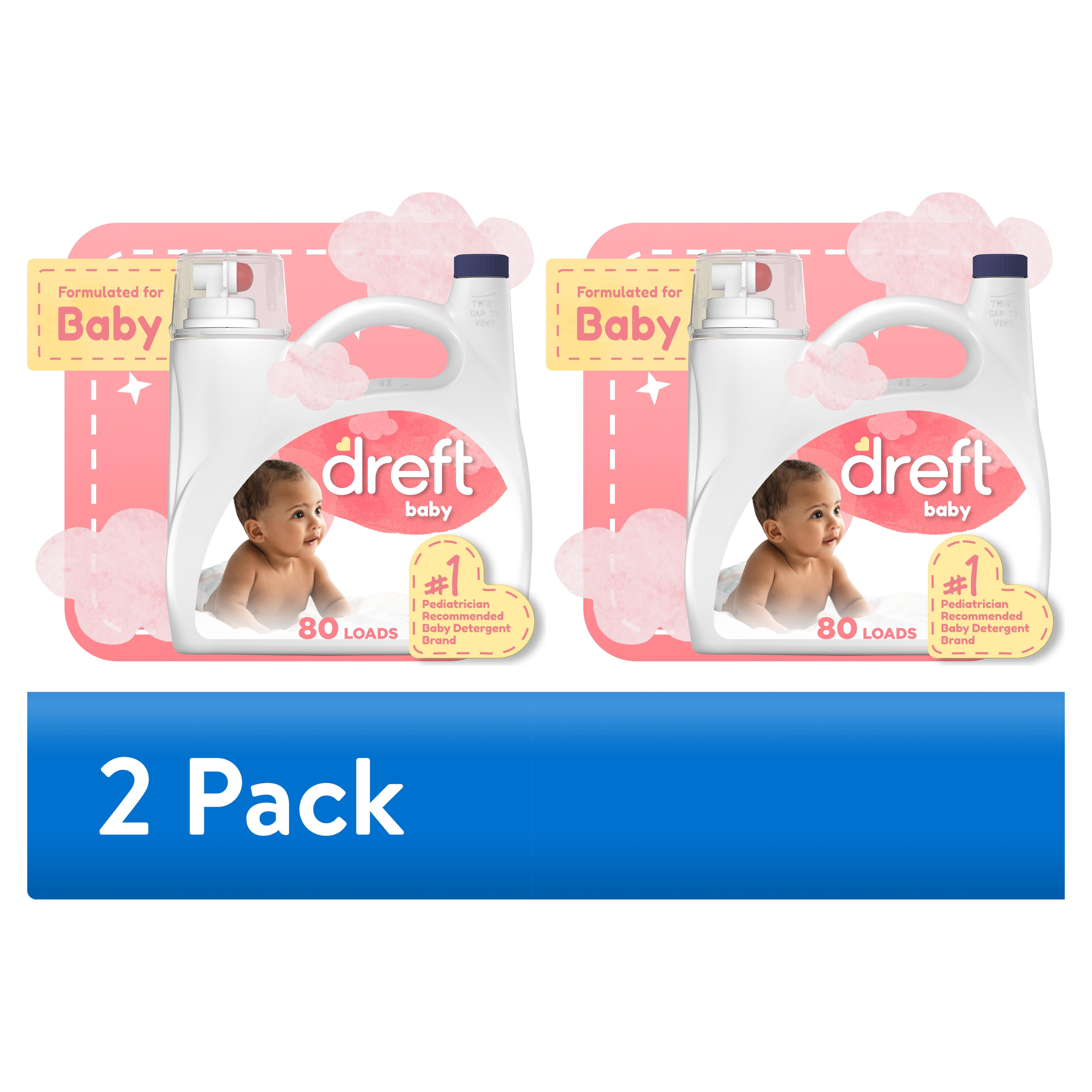 (2 pack) Dreft Liquid Laundry Detergent for Babies, Tackles 100% of Common Baby Stains, 105 fl oz, 80 Loads