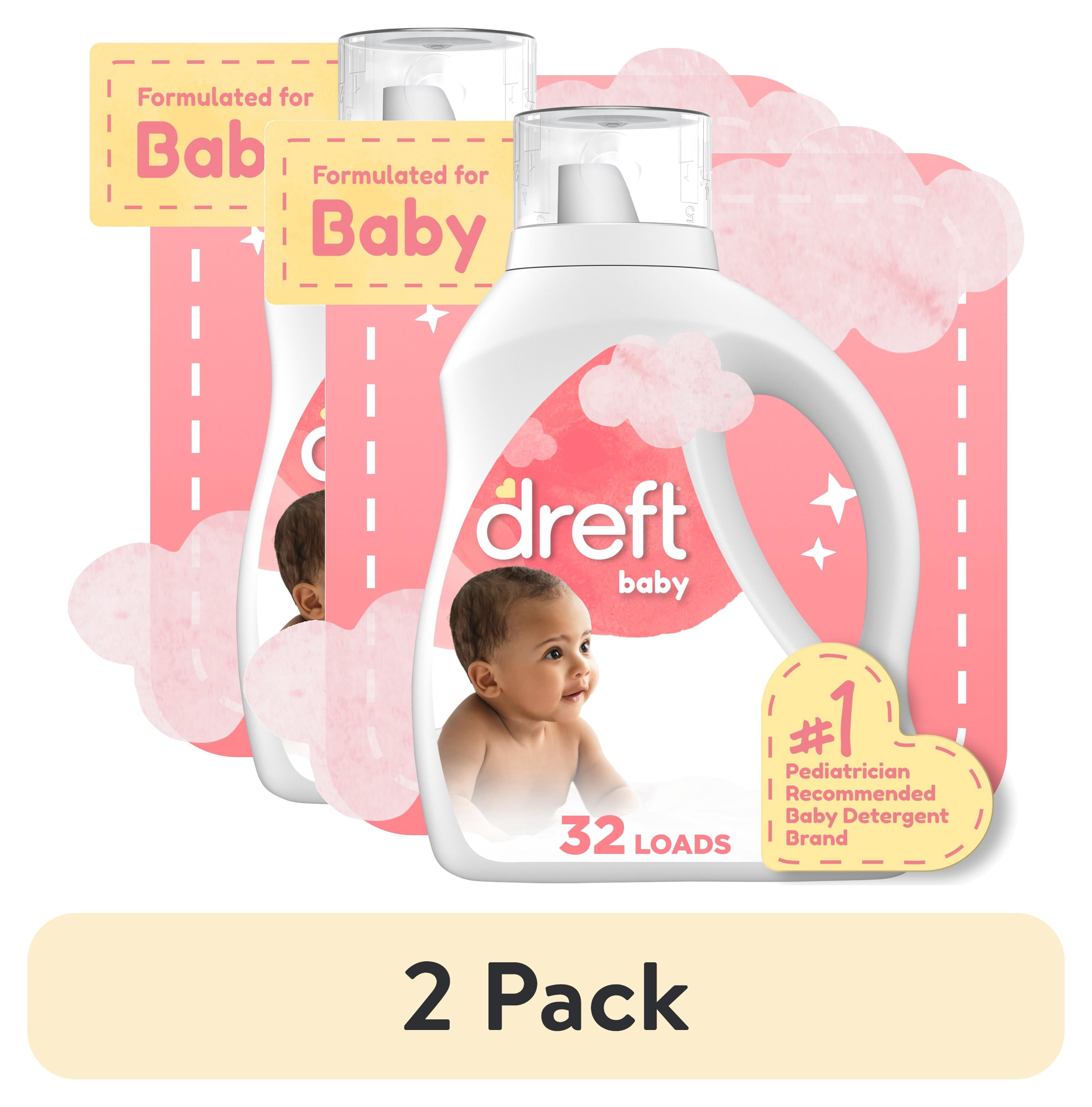(2 pack) Dreft Liquid Laundry Detergent for Babies, Tackles 100% of Common Baby Stains, Unscented Laundry Detergent, 42 fl oz, 32 Loads