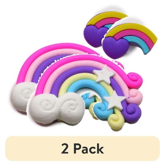 (2 pack) Dress It Up Buttons, Rainbows, Sewing Fasteners, Multi-Color, 5 Pieces