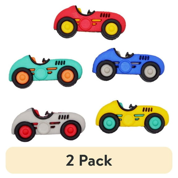 (2 pack) Dress It Up Buttons, Speed Racers, Sewing Fasteners, 5 Pieces