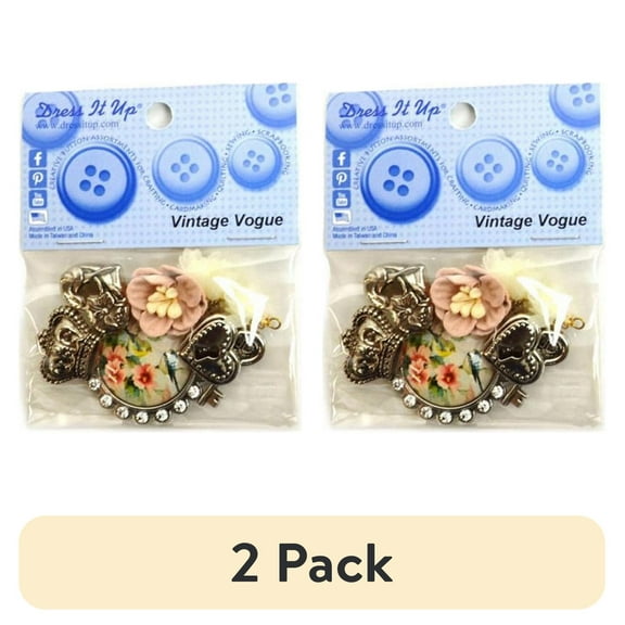 (2 pack) Dress It Up Buttons, Vintage Vogue, Sewing Fastener Buttons, Multi Color, 10 Pcs.