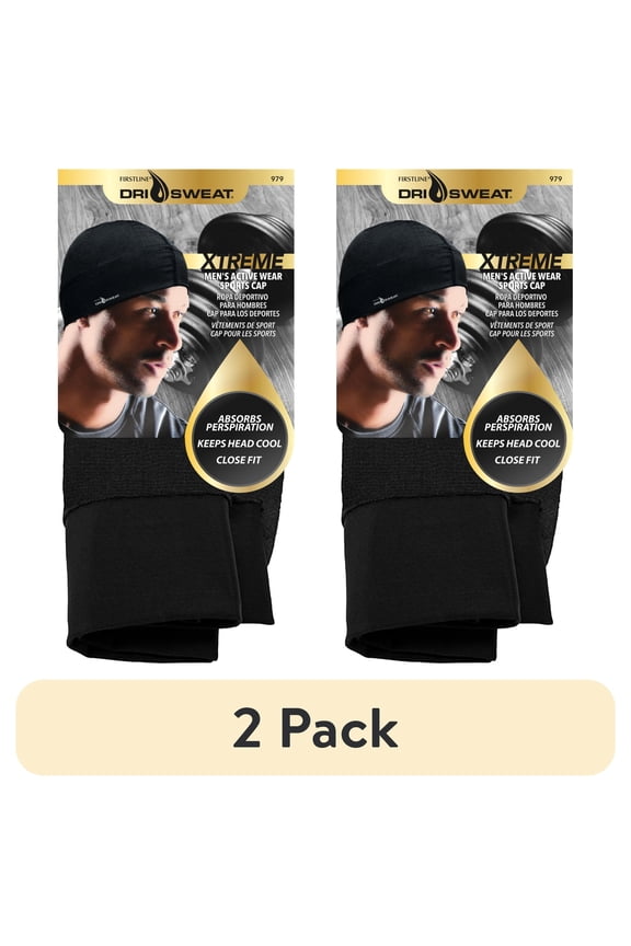 (2 pack) Dri Sweat Xtreme Men's Sports Cap Black