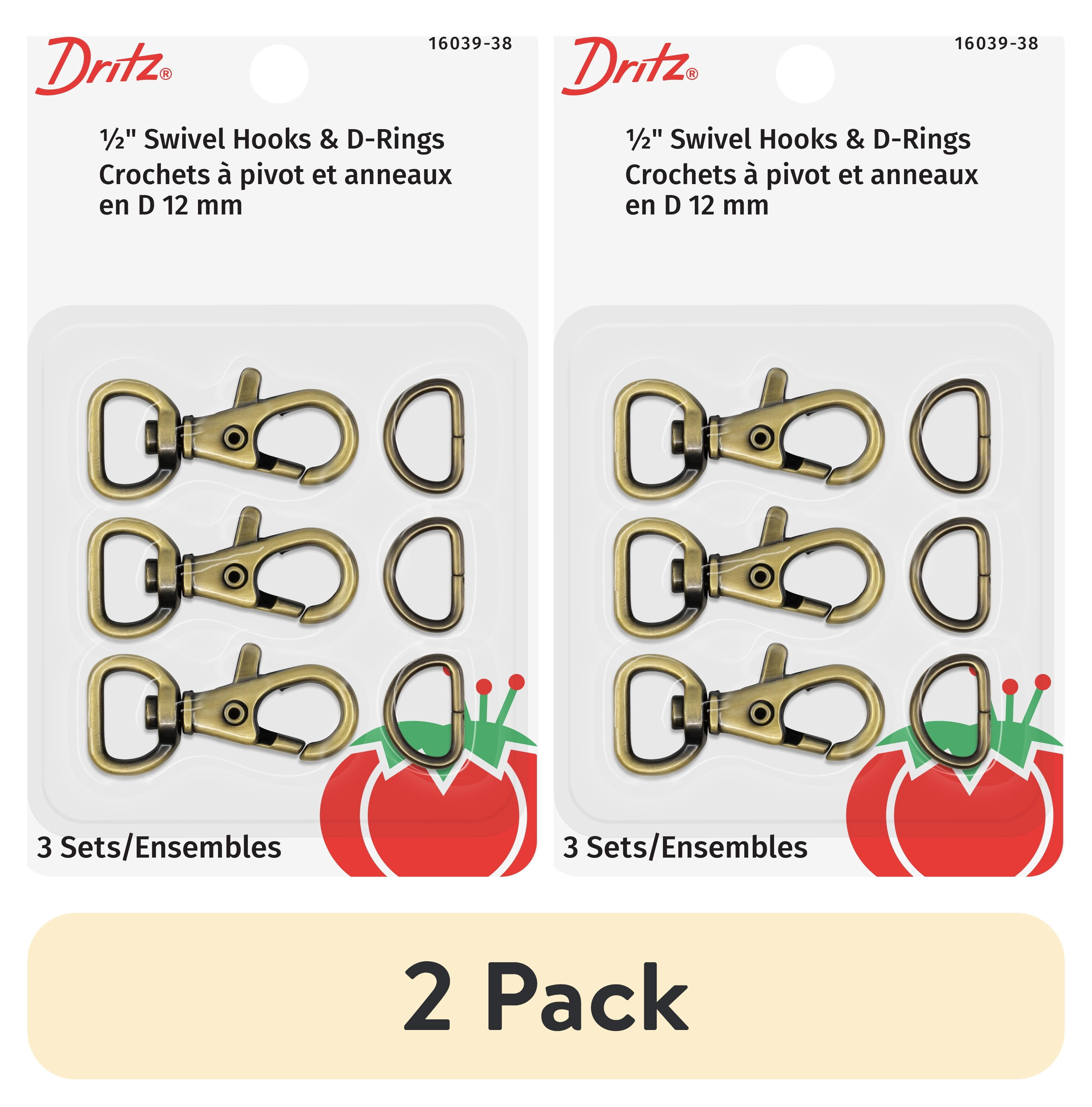 (2 pack) Dritz 1/2" Antique Swivel Hook with D-Ring-Bronze, 3 Count
