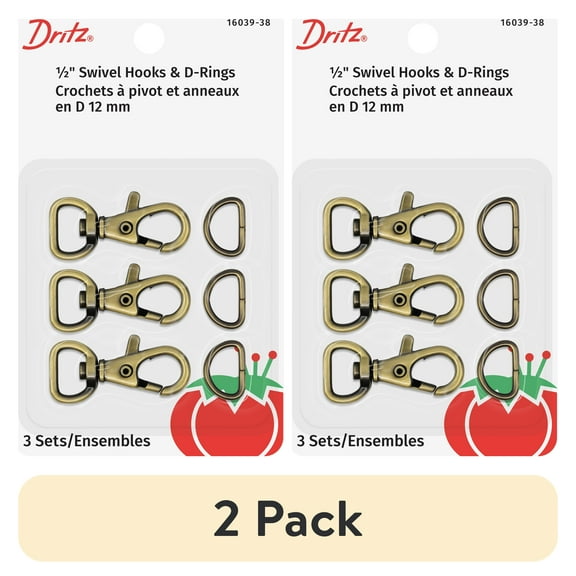(2 pack) Dritz 1/2" Antique Swivel Hook with D-Ring-Bronze, 3 Count