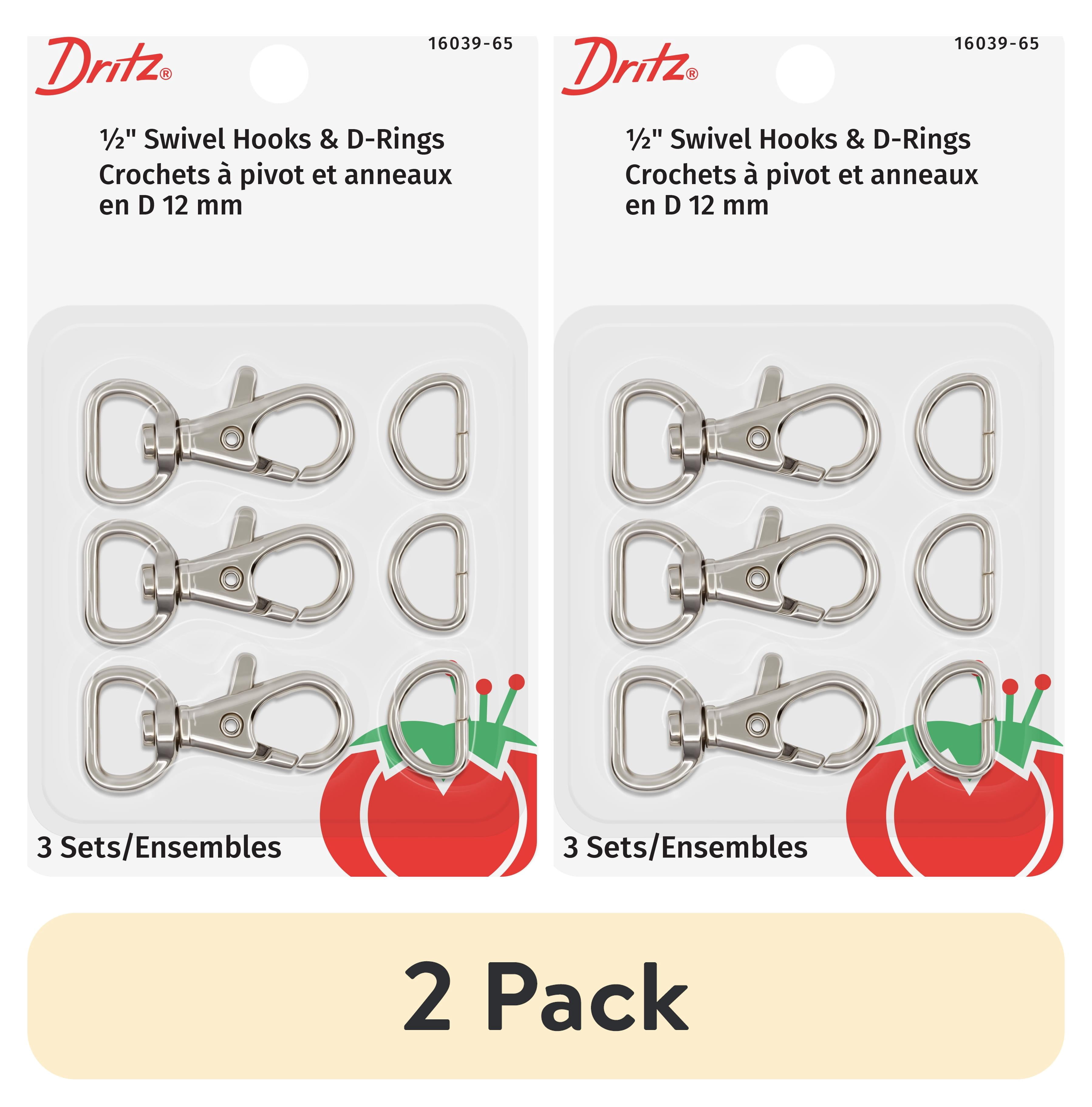 (2 pack) Dritz 1/2" Silver Swivel Hook with D-Ring, 3 Count