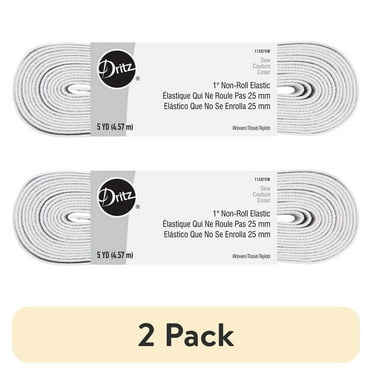 (2 pack) Dritz 1" Sewing & Crafting Non-Roll Elastic Value Pack White 5 Yards