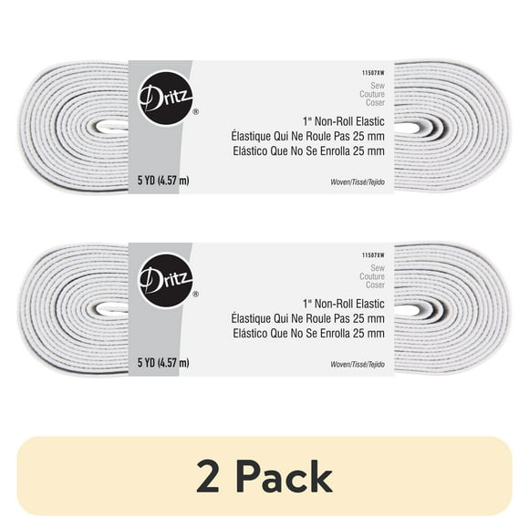 (2 pack) Dritz 1" Sewing & Crafting Non-Roll Elastic Value Pack White 5 Yards