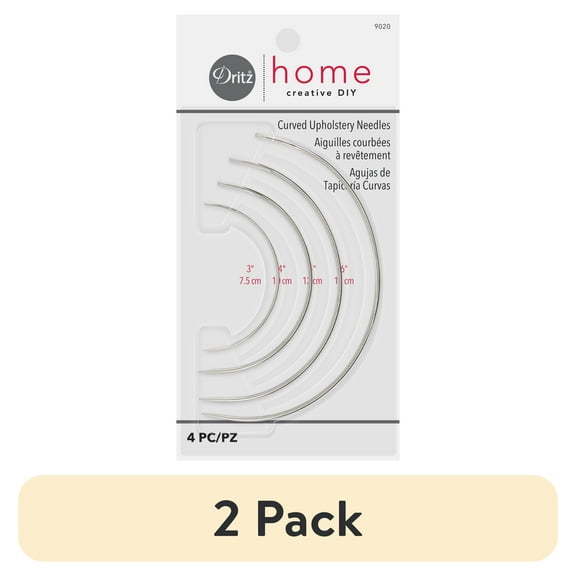 (2 pack) Dritz Curved Upholstery Needles Assorted Hand-Sewing Needles (4 Piece)