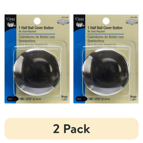 (2 pack) Dritz Half-Ball Cover Buttons-Size 100 2-1/2" 1/Pkg