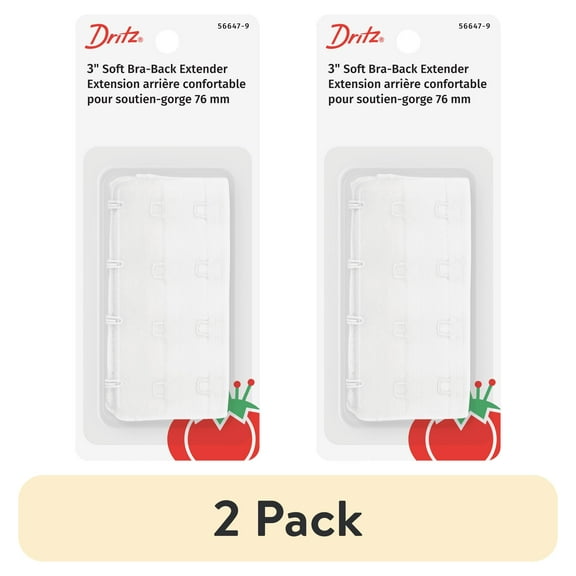 (2 pack) Dritz Soft Bra-Back Extender 3"-White 4 Hooks