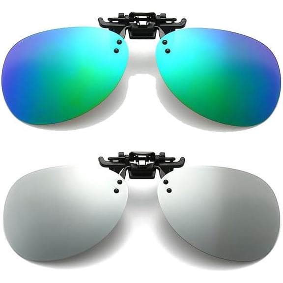 2 pack Driving Glasses Polarized Clip On Sunglasses Rimless Flip Up Anti Glare With box-USA
