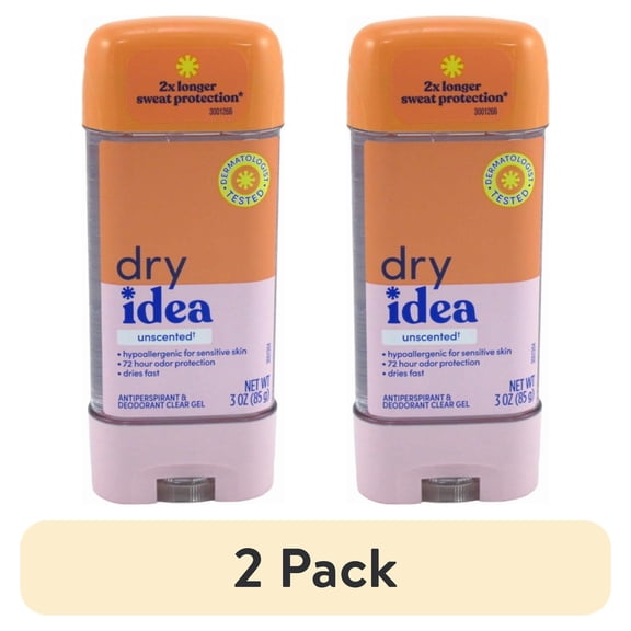 (2 pack) Dry Idea Advanced Dry Hypo Allergenic Clear Gel Antiperspirant And Deodorant, Unscented, 3 Oz..