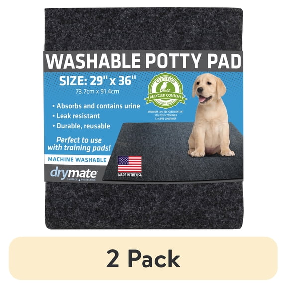 (2 pack) Drymate Washable Potty Pad, Training Mat to Contain Liquids - For Dogs, Cats, and all other animals.