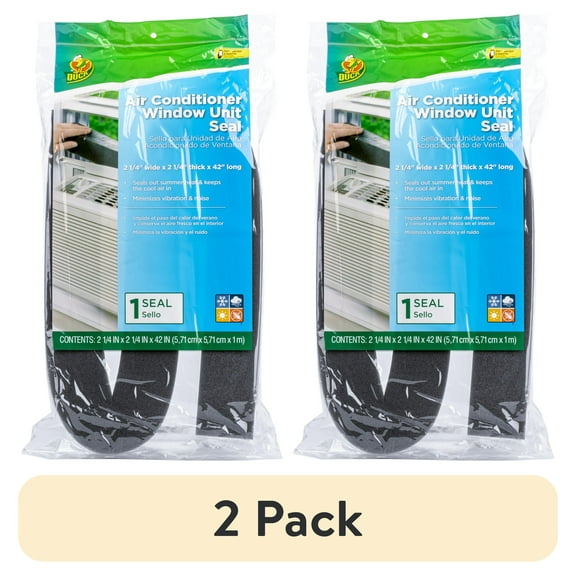(2 pack) Duck 2.25" x 2.25" x 42" Window Air Conditioner Insulating Seal, Black