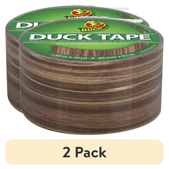 (2 pack) Duck Brand 1.88 in. x 10 yd. Brown Wood Grain Printed Duct Tape