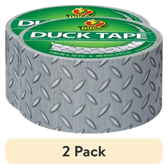 (2 pack) Duck Brand 1.88 in x 10 yd Diamond Plate Printed Duct Tape