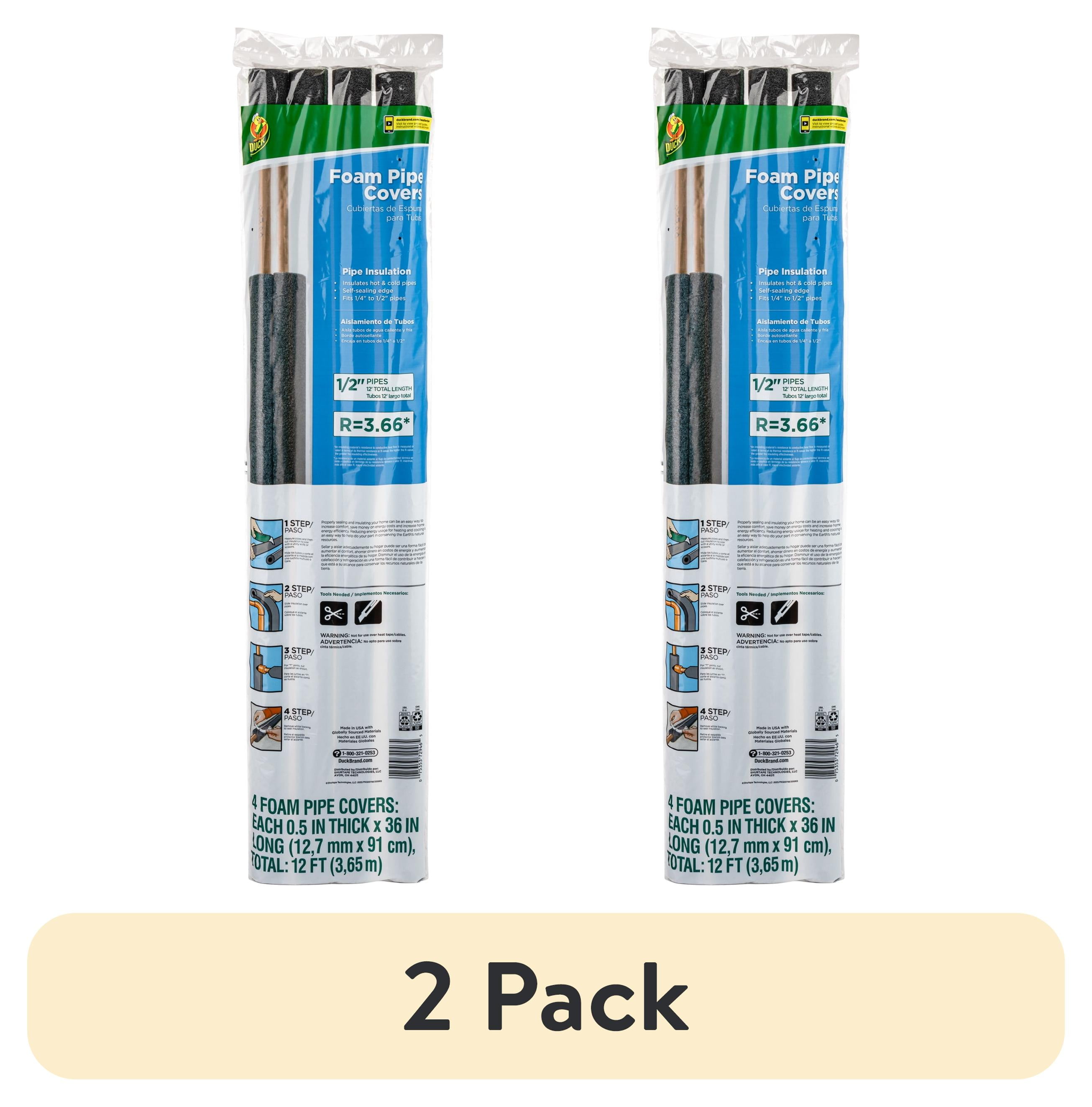 (2 pack) Duck Brand 12 ft. Long Foam Pipe Cover , Fits .5 in. Pipes, Black