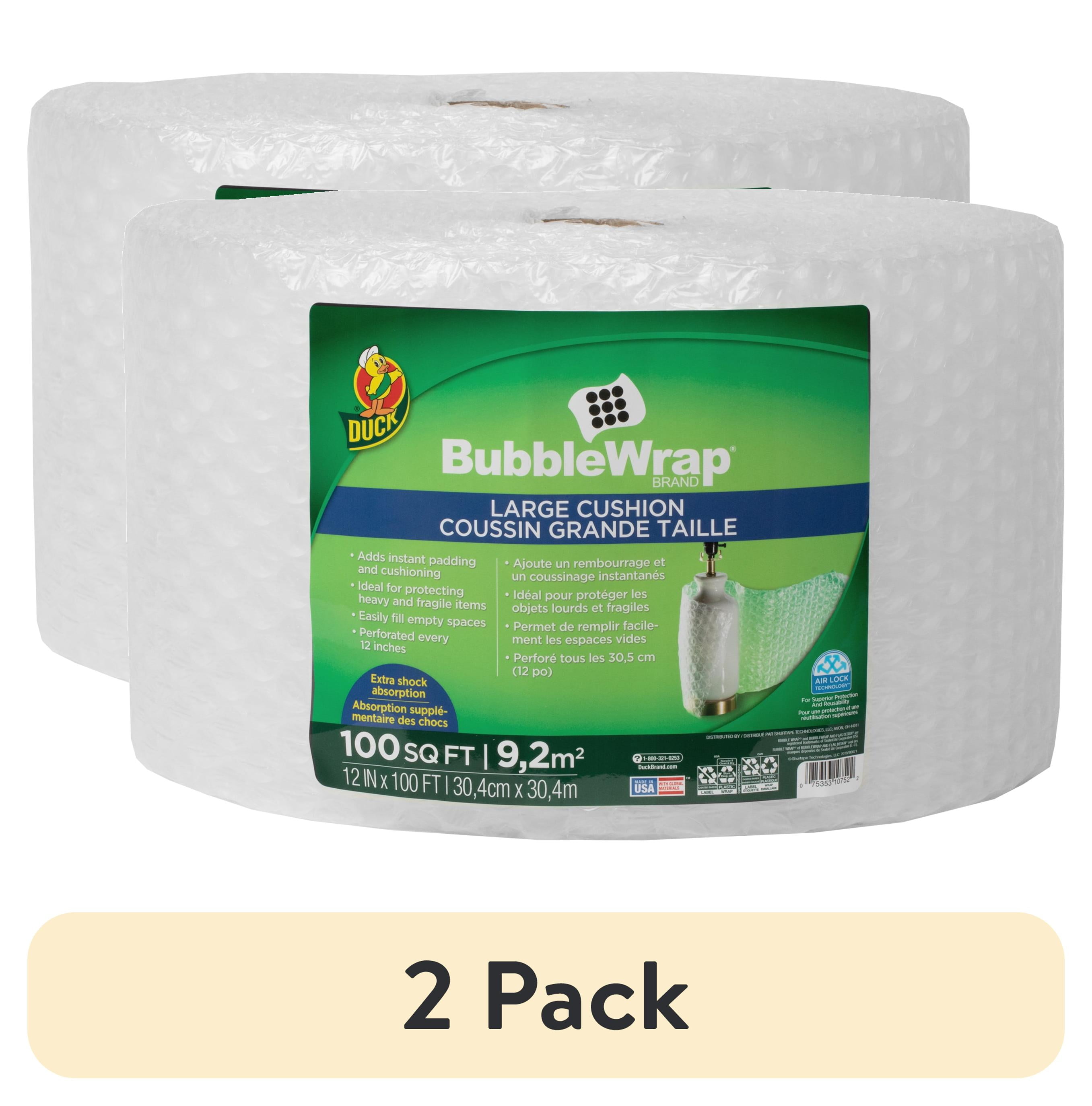 (2 pack) Duck Brand 12 in. x 100 ft. Clear Large Bubble Wrap Cushioning