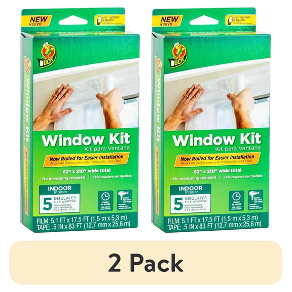 (2 pack) Duck Brand 62 in. x 210 in. Rolled Window Insulation Film Kit, Fits up to 5 Windows