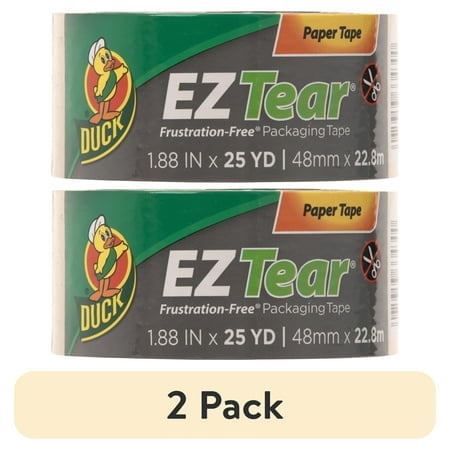 (2 pack) Duck Brand EZ Tear 1.88 in. x 25 yd. Tan Paper Tape