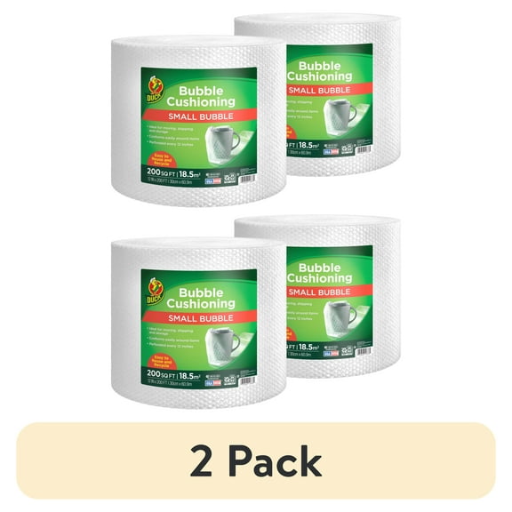 (2 pack) Duck Brand Small Bubble Cushioning Wrap, 12 in x 400 ft, Clear, 286841