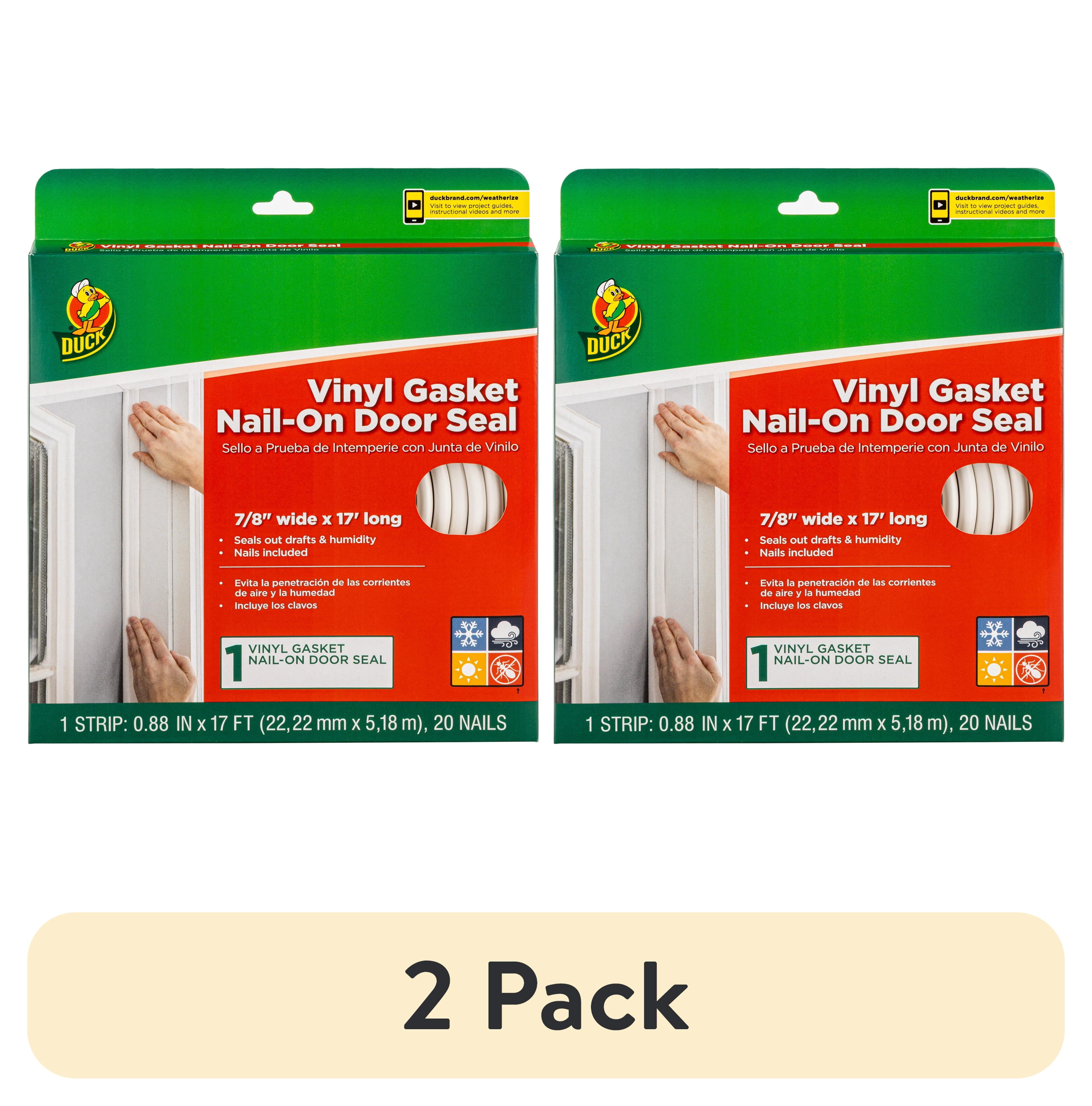 (2 pack) Duck Brand Vinyl .88 in. x 17 ft. Gasket Weatherstrip Seal for Doors White