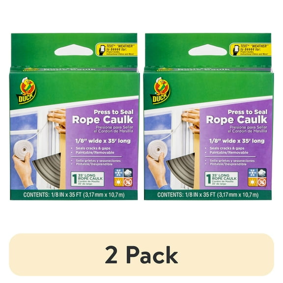 (2 pack) Duck Brand White Rubber Rope Caulk for Windows and Doors - 0.125 in. x 35 ft.