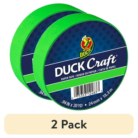 (2 pack) Duck Craft Paper Tapes - Neon Green, 20 Yards