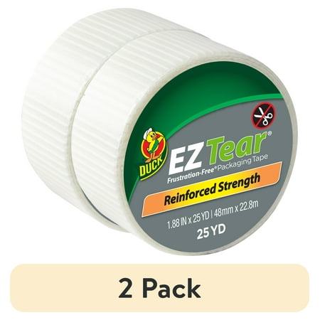 (2 pack) Duck EZ Start 1.88 in x 25 yd Non-transparent Packing Tape