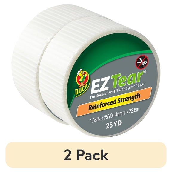 (2 pack) Duck EZ Start 1.88 in x 25 yd Non-transparent Packing Tape
