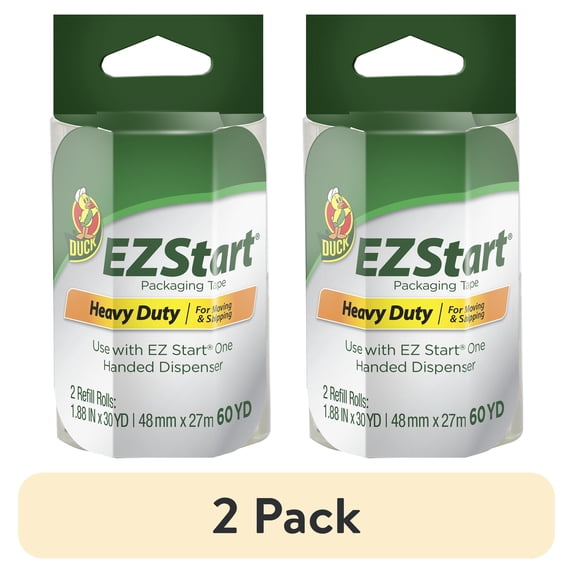 (2 pack) Duck EZ Start Clear Acrylic Packaging Tape, 1.88 in. x 30 yd., 2 Rolls